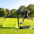 Folding football goal with aluminium frame and high-impact net