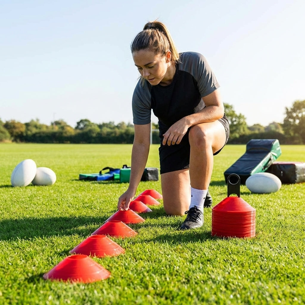 Rugby Training Marker Cones in multiple colours with cone stand