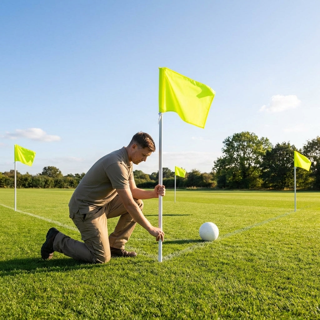 Customisable football corner flags in various colours and weatherproof design