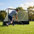 Pop up hockey goals with durable steel frame for indoor and outdoor use