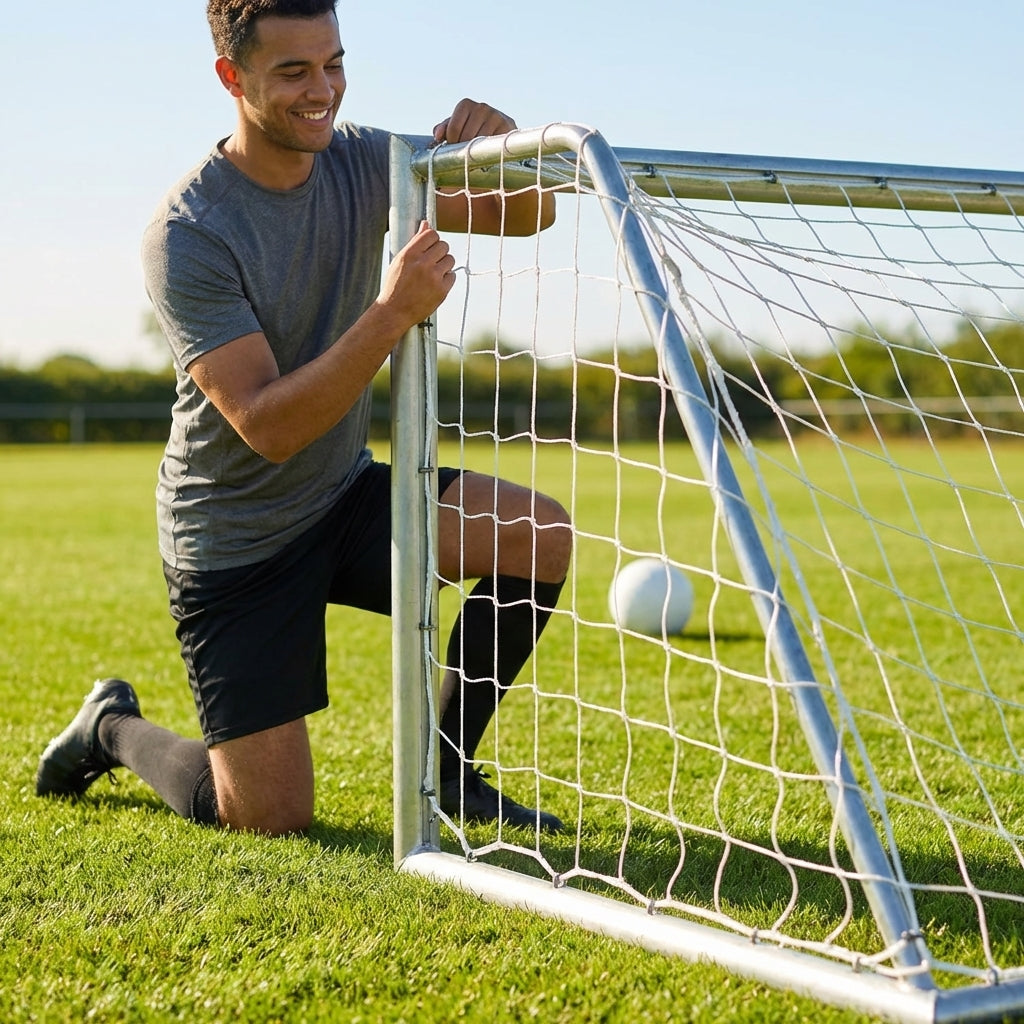 8 x 4 Football Goal Nets in White HDPE for Clubs and Schools