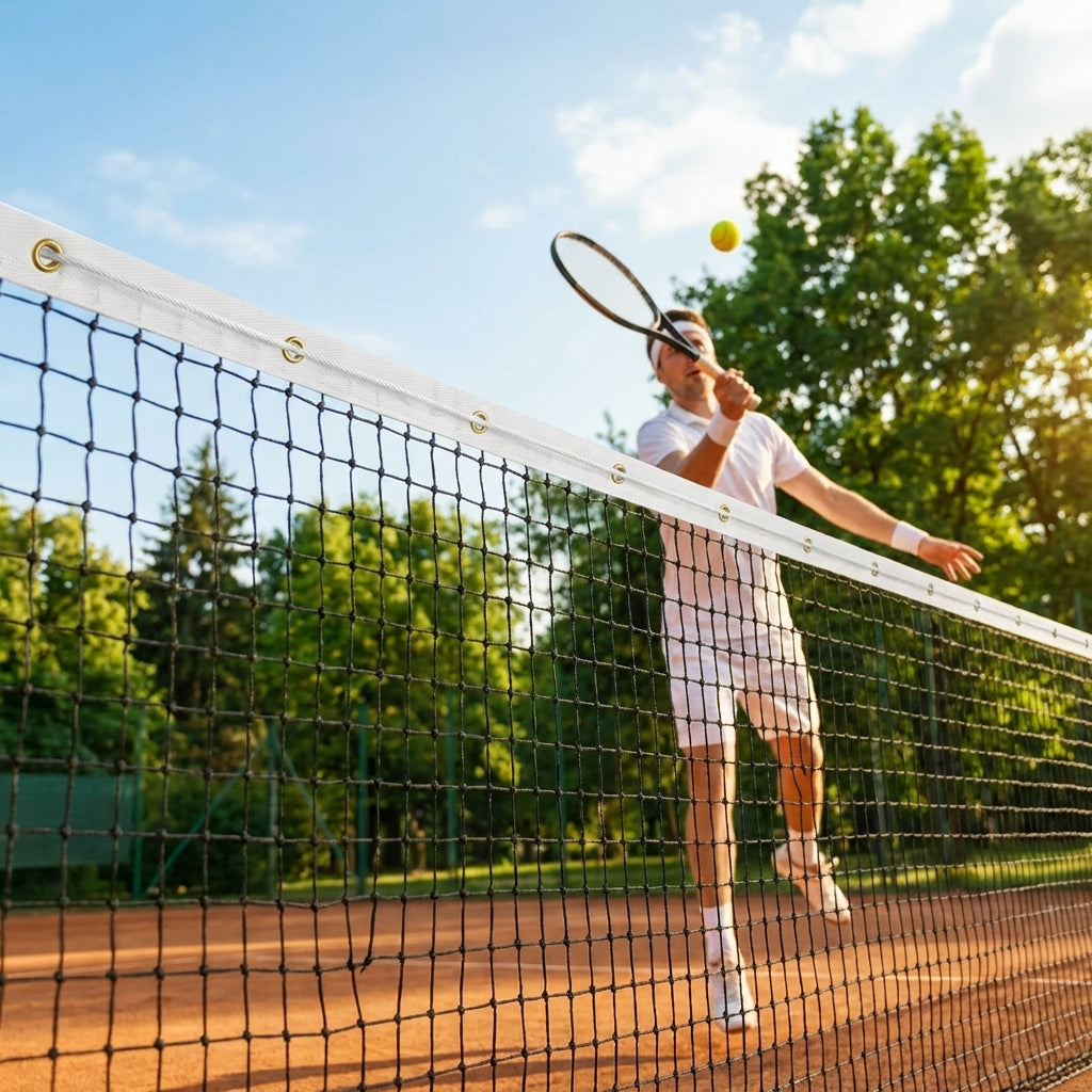 42ft doubles tennis net with HDPE double top for indoor and outdoor use