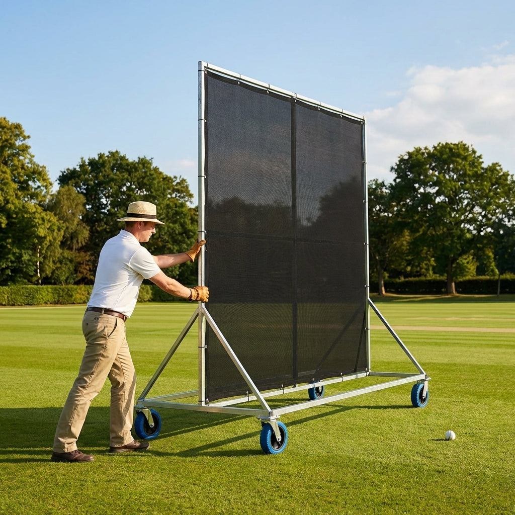 Cricket sight screen with galvanised steel frame and ultrafine mesh