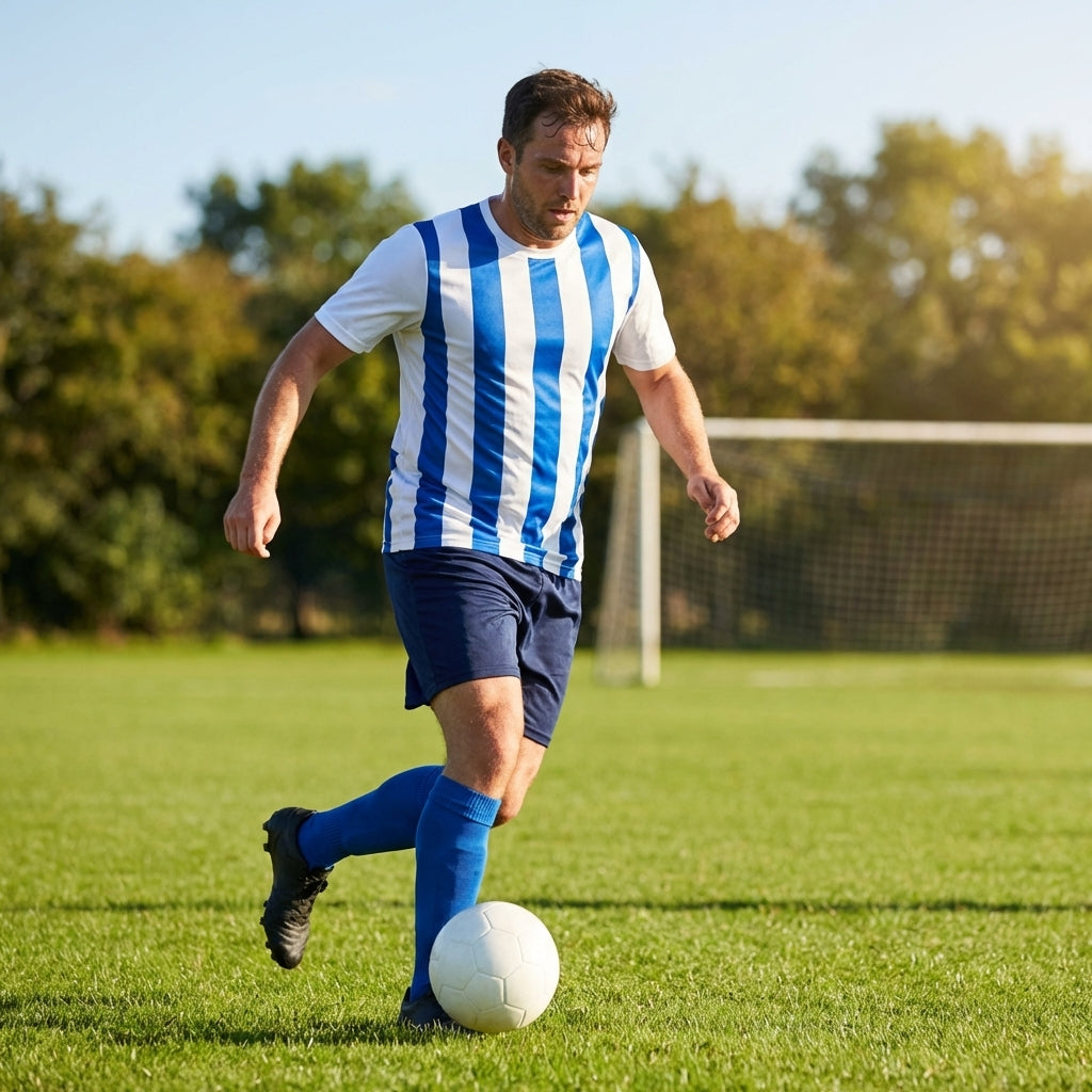 Men's Striped Football Shirt for Matches, Polyester