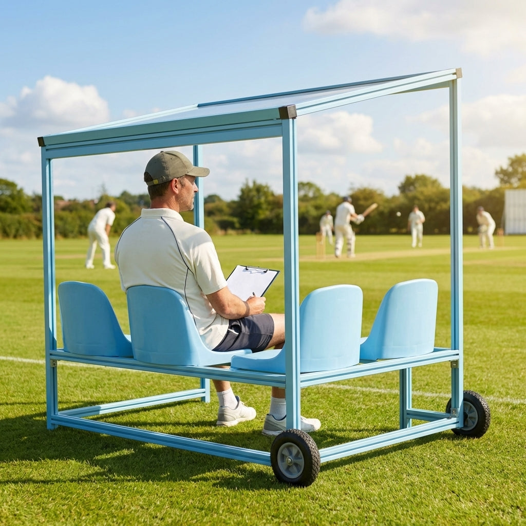 Sports team shelter with aluminium frame and multiple colour options
