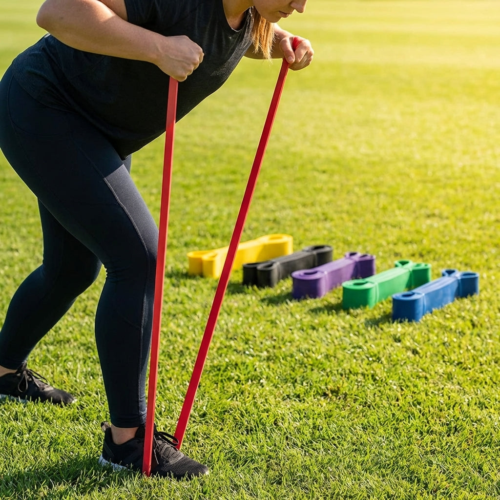 Multi-colour resistance bands made from natural latex for gym and home use