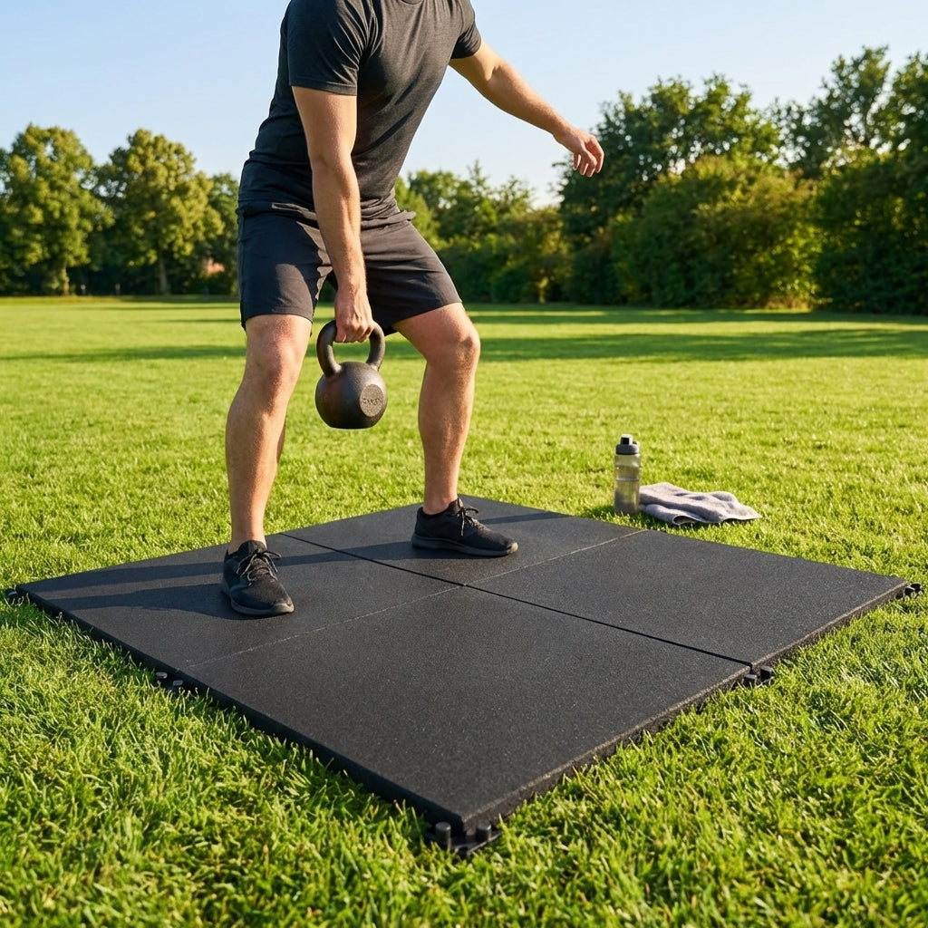 Rubber gym flooring mats available in various colours and thicknesses