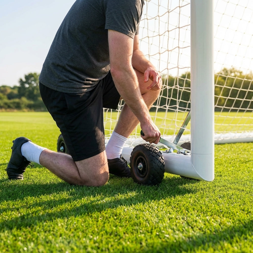 All-terrain football goal wheels for easy movement