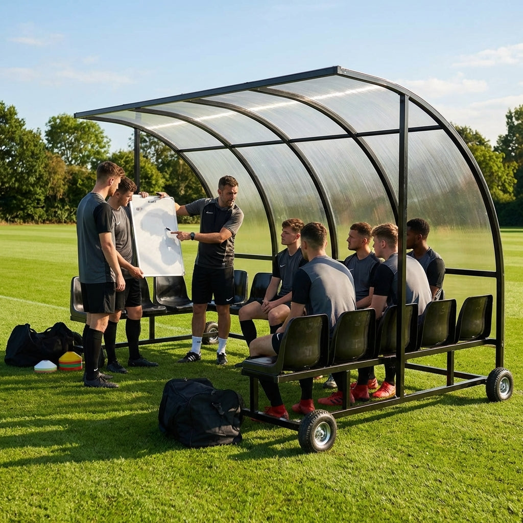 Aluminium sports team shelter with two tiers for sports facilities