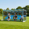 Aluminium team shelter with 16/22 seats for sports venues