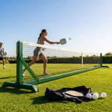 Freestanding aluminium pickleball posts with wheels