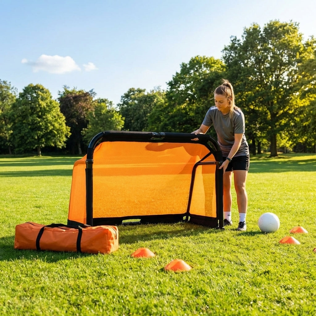 Aluminium Folding Football Goal in various sizes and colours, ideal for training and matches