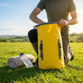 Waterproof dry bag rucksack, 10L capacity in orange, ideal for outdoor sports