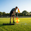 Football corner flag set with bright nylon flags and PVC poles