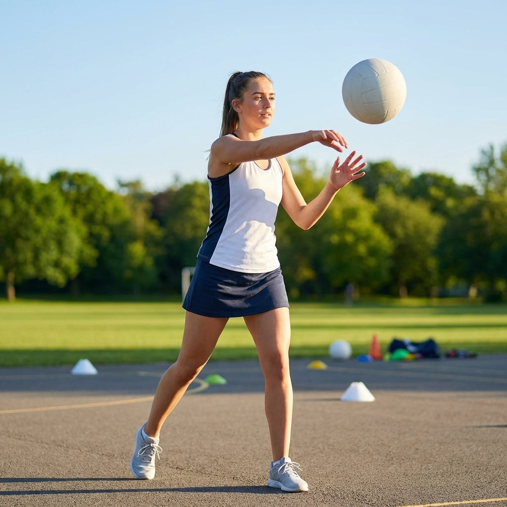 Match netball featuring hand-stitched latex bladder