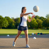 Match netball featuring hand-stitched latex bladder