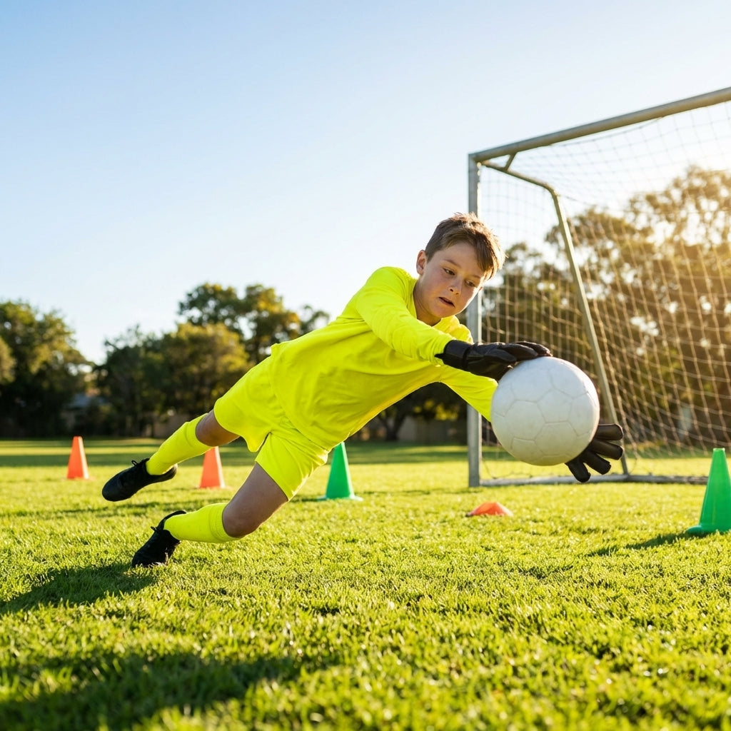 Kids' Goalkeeper Kit including shirt, shorts, and socks