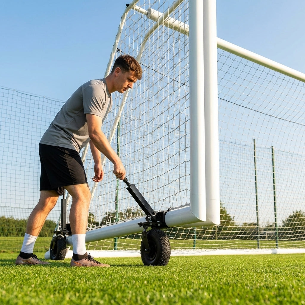 All-terrain football goal wheels for easy movement