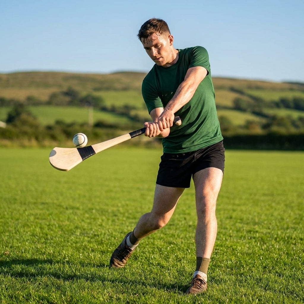 Ash Hurling Stick with custom grip colours, ideal for indoor and outdoor sports