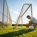 Galvanised steel goal anchor chains securing sports goals