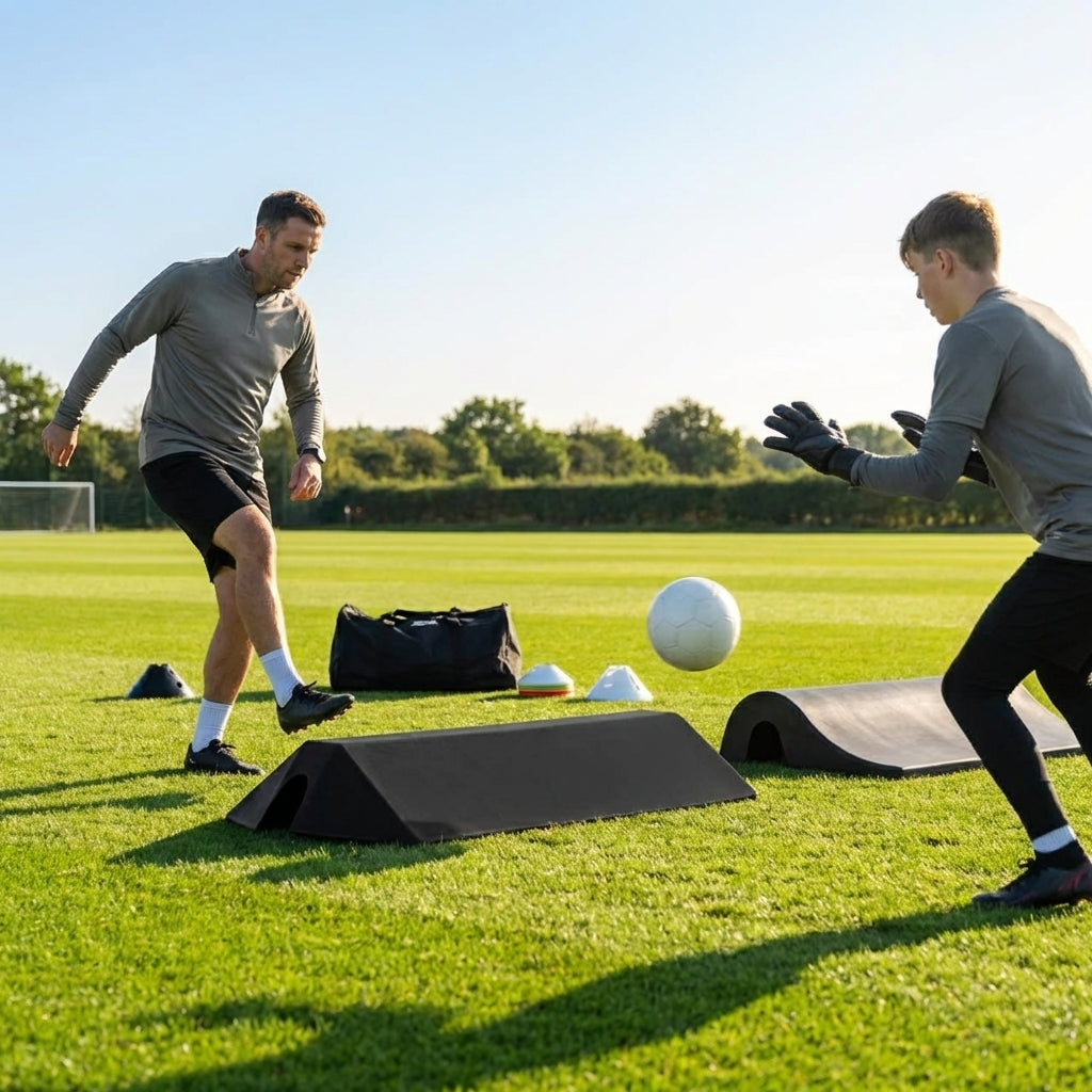 Goalkeeper training ramp made from durable rubber for indoor and outdoor use