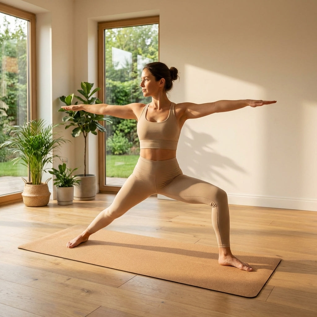 Cork Yoga Mat with Natural Rubber Base for Yoga and Pilates