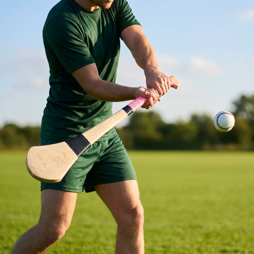 Ash Hurling Stick with custom grip colours, ideal for indoor and outdoor sports
