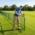 Football pitch barrier made of galvanised steel for club grounds