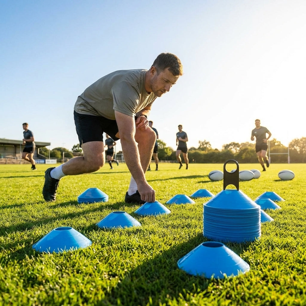 Rugby Training Marker Cones in multiple colours with cone stand