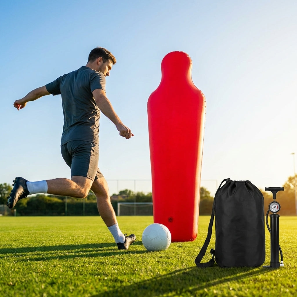 Inflatable football mannequins available in multiple sizes for training use