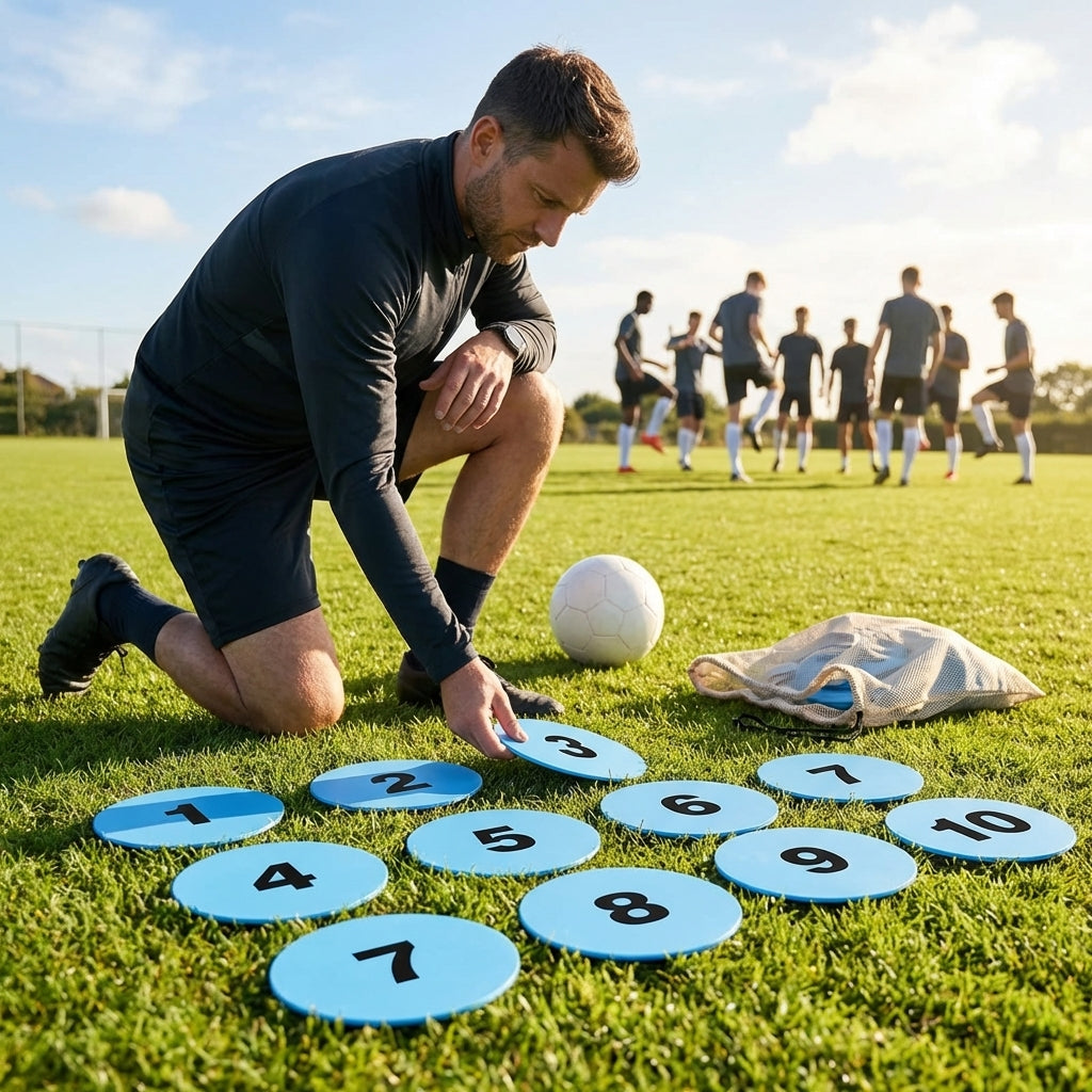 Rubber Flat Disc Markers in multi-colour for training and games