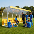 Heavy duty aluminium team shelter with moulded seats