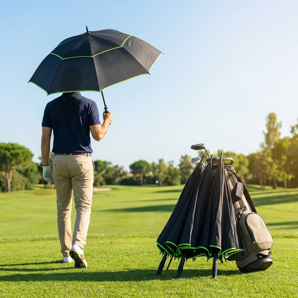 Black Golf Umbrella with Windproof Double Canopy