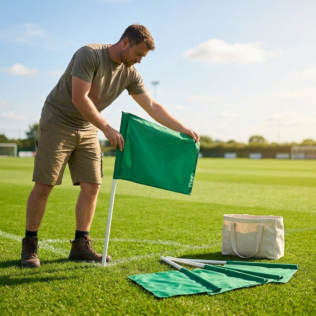 Customisable football corner flags in various colours and weatherproof design