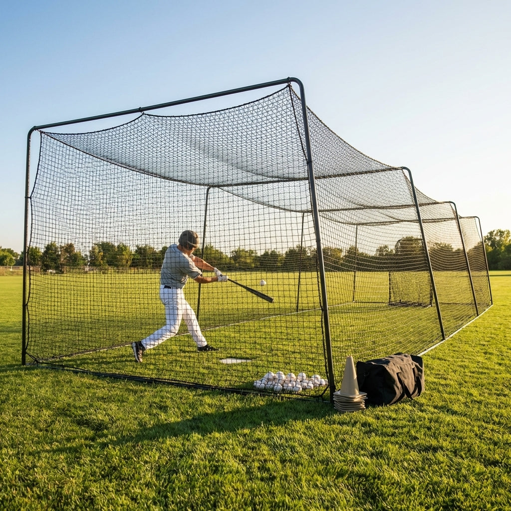 Baseball Batting Cage Net with Galvanized Steel Connectors