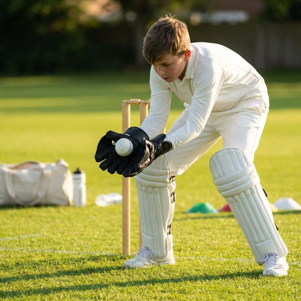 Black Wicket Keeper Gloves for cricket with rubber grip
