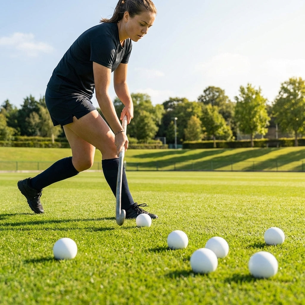 Training Hockey Balls available in white and Fluro pink