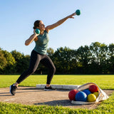 Indoor shot put ball with rubber casing for school use