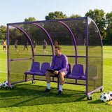 Mobile team shelter with aluminium frame for sports pitches