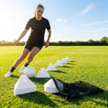Training marker cones in vibrant Fluro colours for sports drills