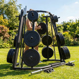 Reinforced steel barbell rack for gym and home use