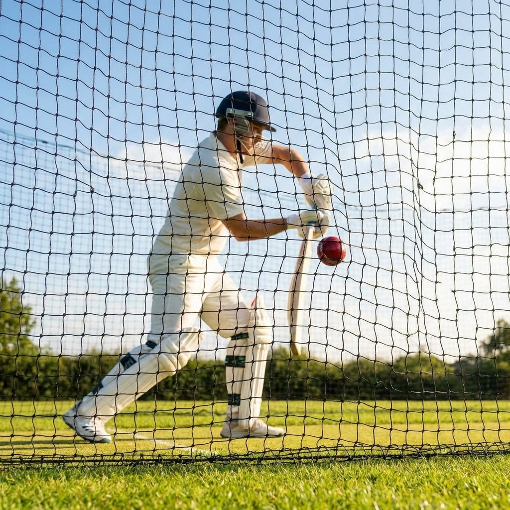 Cricket netting made of high-density polypropylene in black colour