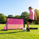 Folding football goal with aluminium frame and high-impact net