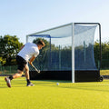 Aluminium hockey goal with reinforced frame for professional use