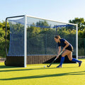 Aluminium hockey goal with reinforced frame for professional use