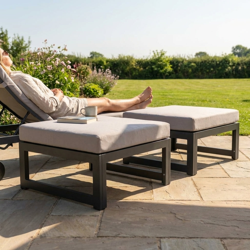 Grey Ottoman Footrests for Garden and Patio