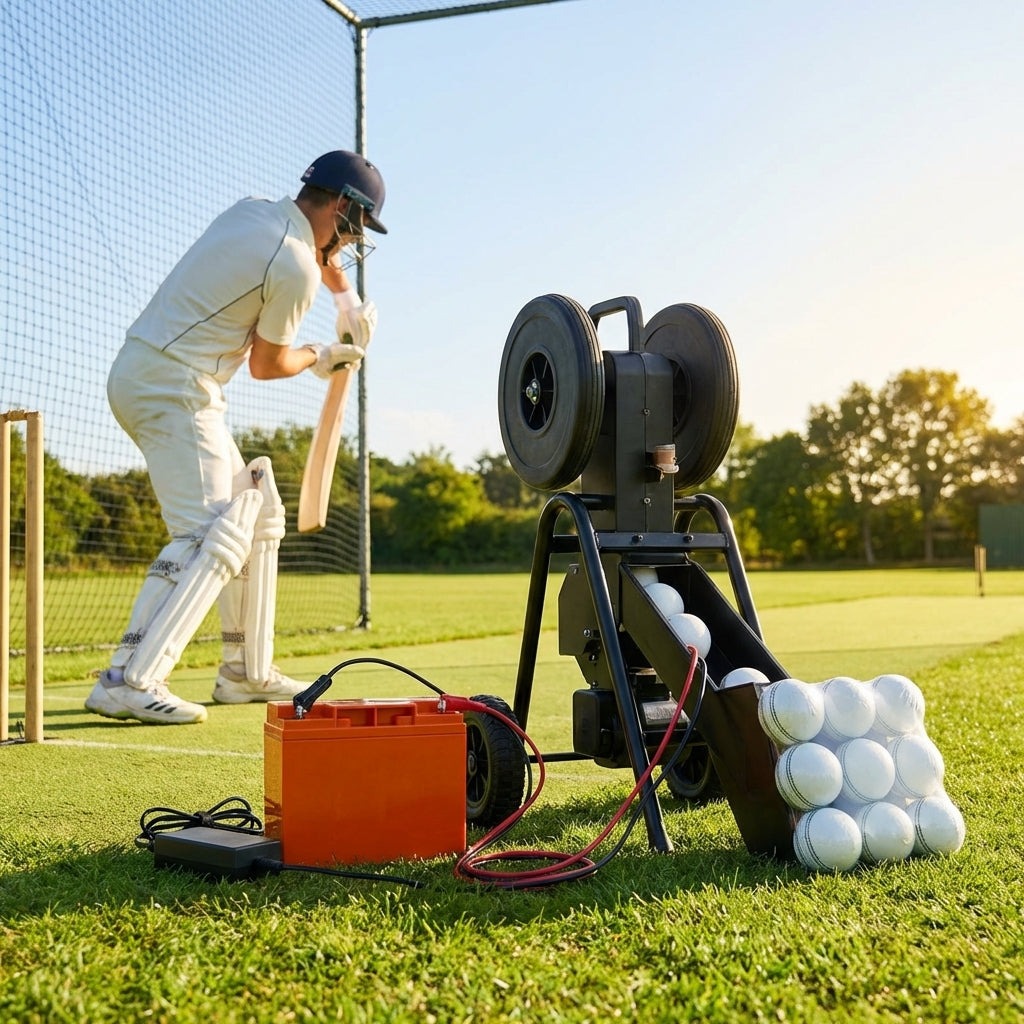 Cricket Bowling Machine with adjustable speed and steel frame
