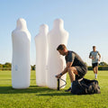 Inflatable football mannequins available in multiple sizes for training use