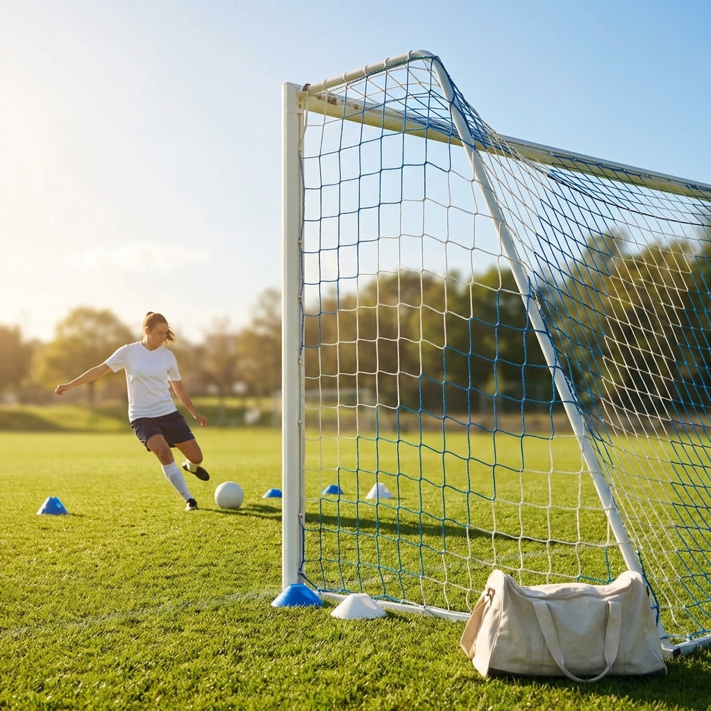 Multi-colour football goal nets for full-size goals