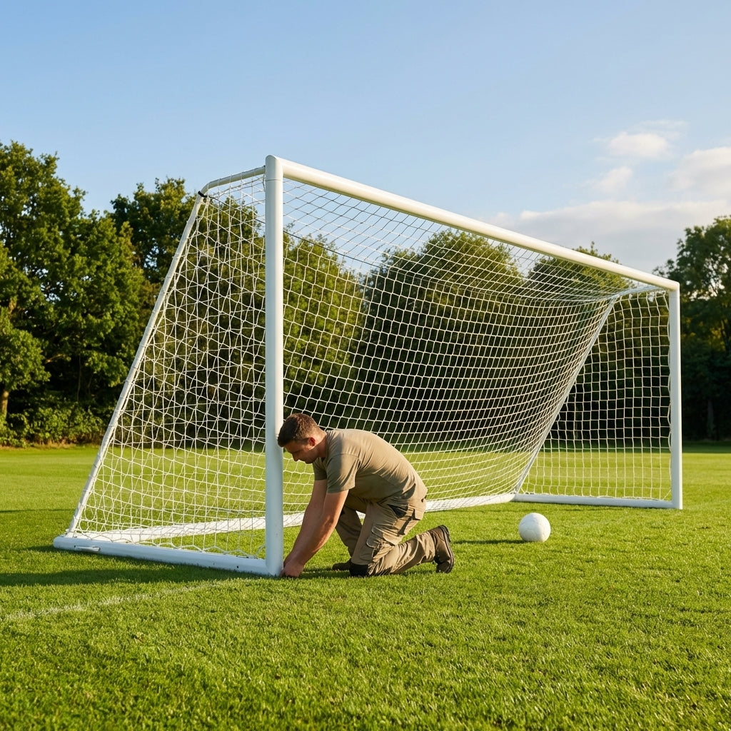Football goal nets 24 x 8 ft, durable HDPE for clubs and schools
